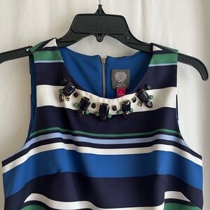 Vince Camuto Blue and Green Striped Dress